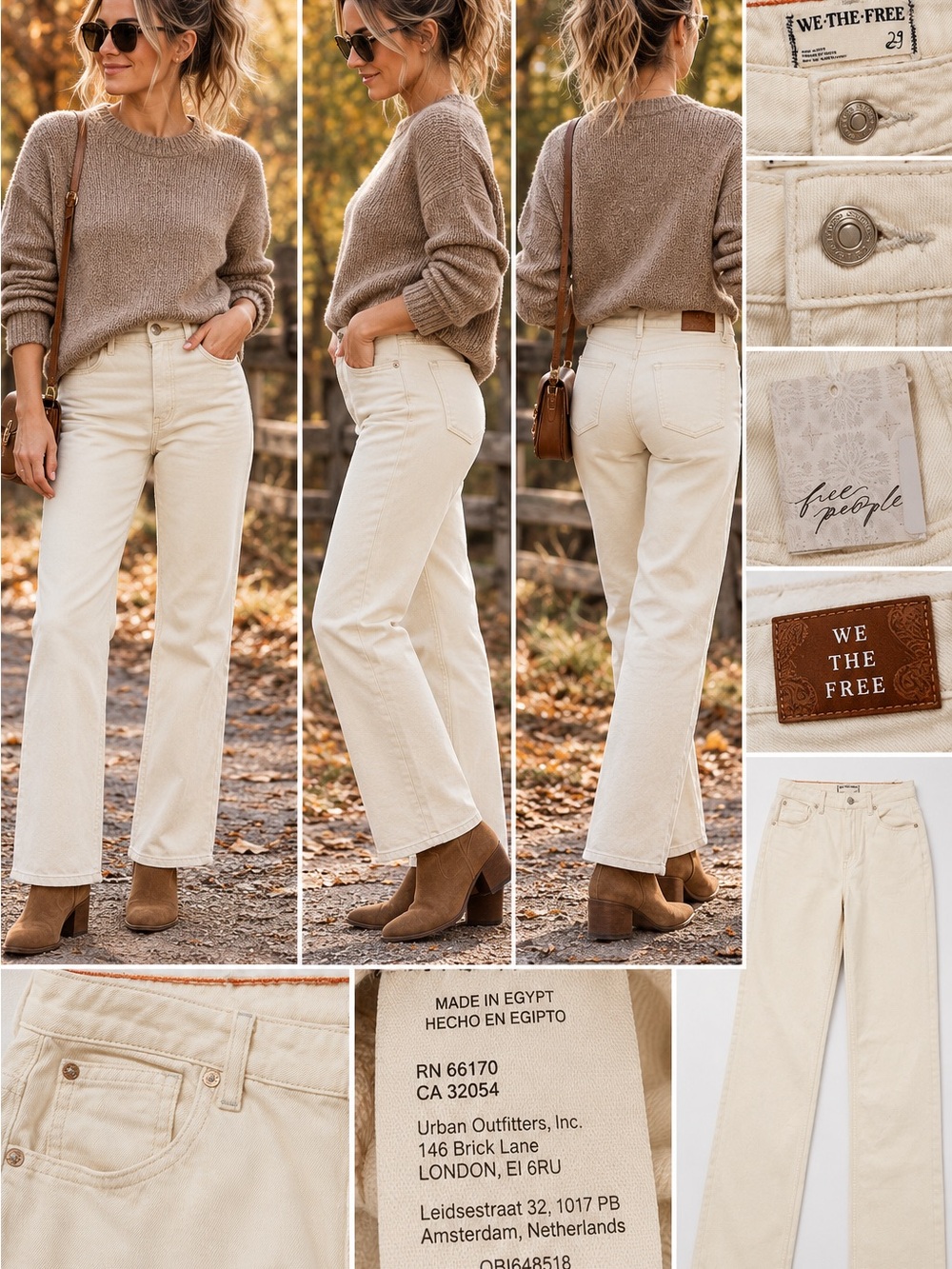 Free People We The Free Pacifica High Rise Straight Leg Jeans Cream 29 NWT